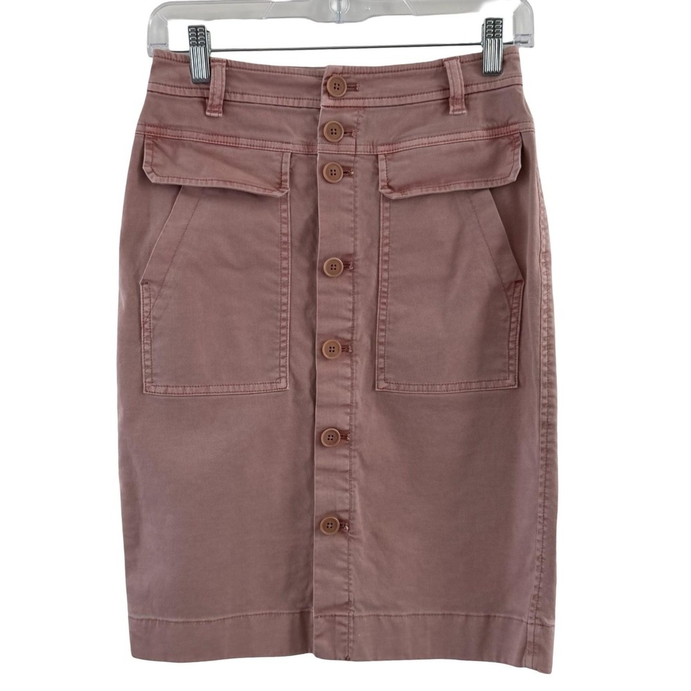 J Crew Pencil Skirt Womens 0 Button Front High‎ Waist Pockets Utility Gorpcore - Picture 5 of 16